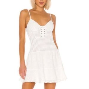 The East Order x Revolve Chance Lace Up Ivory Mini Dress Size Medium